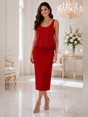 Elegant Sequined Gown ~ 2 Pieces ~ Burnt Orange